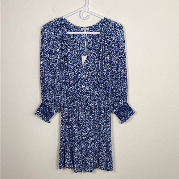 NWT Rails Eliza Mini Dress Ice Chrysanthemum Women XS Blue Floral Balloon Summer - Picture 2 of 11